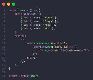 آموزش استفاده از متد map در ReactJS - آموزش طراحی و برنامه نویسی وب
